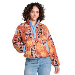 Toad&Co Campo Fleece Pullover Women's in Cinnamon Folk Art Print